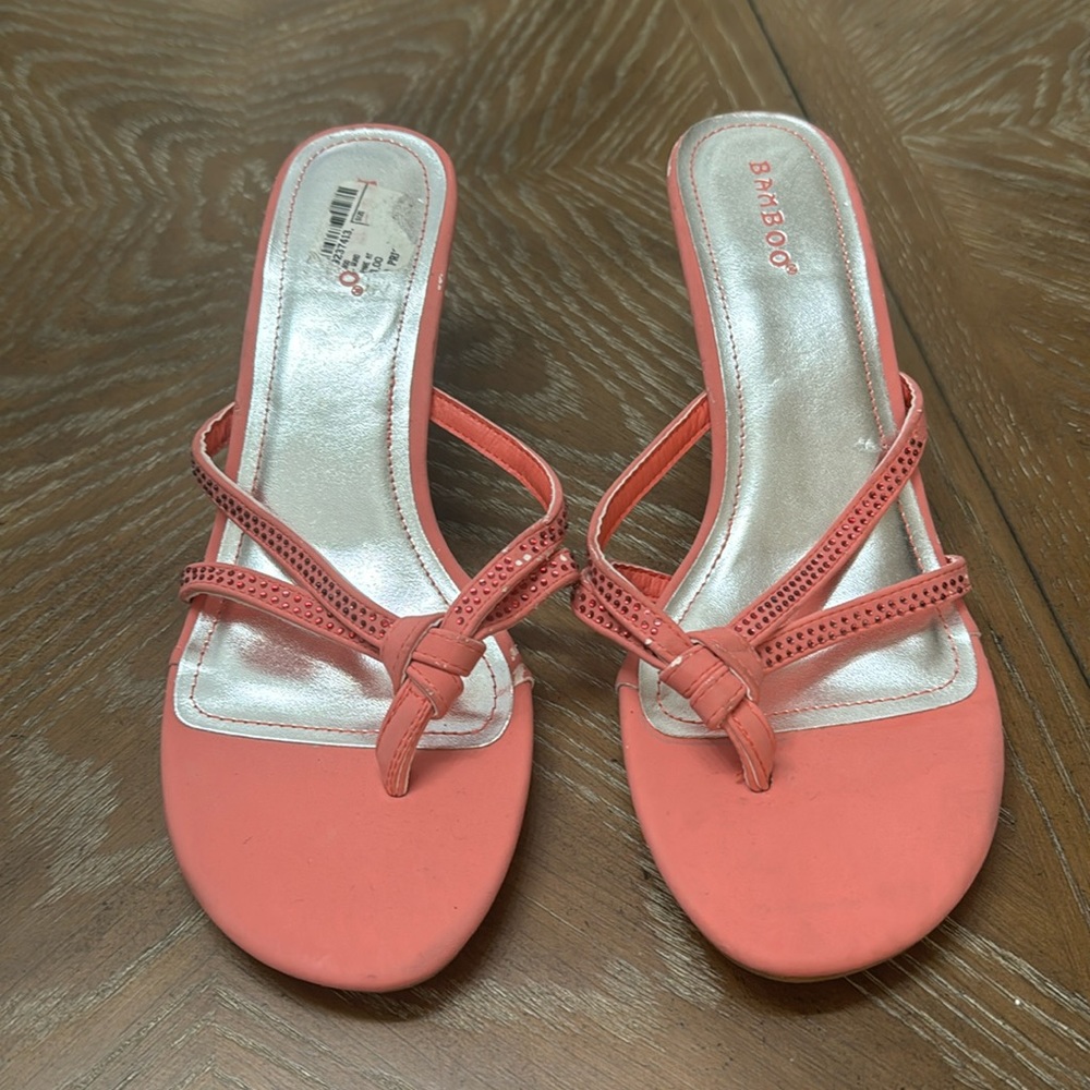 Bamboo Coral Heeled Sandals, 9M
